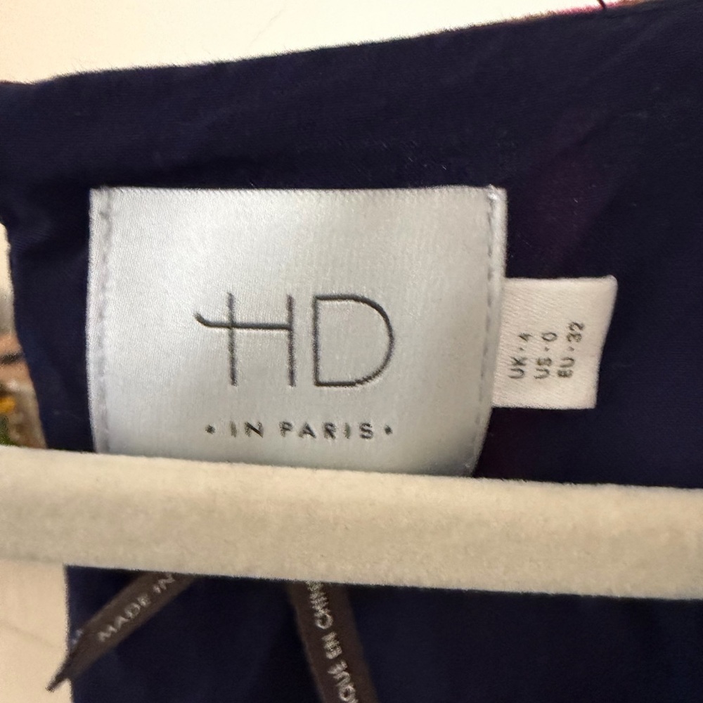 HD in Paris Navy & Pink Grid Midi Dress with Multicolor Hem - Picture 3 of 3